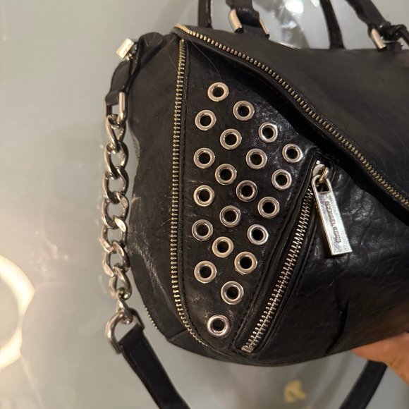 Women's Michael Kors Black Silver Studded Satchel One Size - Picture 4 of 14